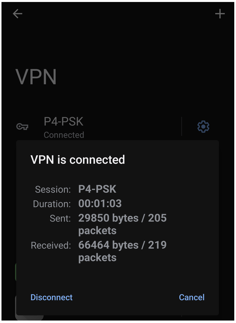 Status of Connected VPN