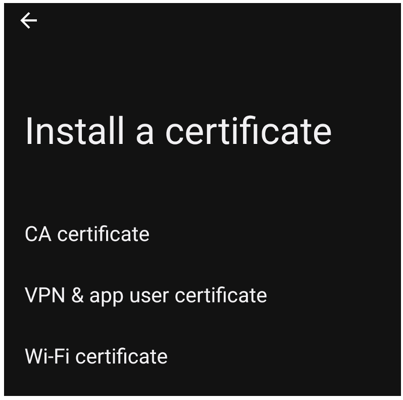 Android Install Certificate Dialogue