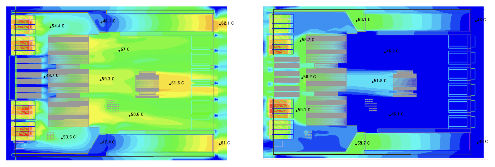 ACX7100-48L Back-to-Front and Front-to-Back Cooling Temperatures
