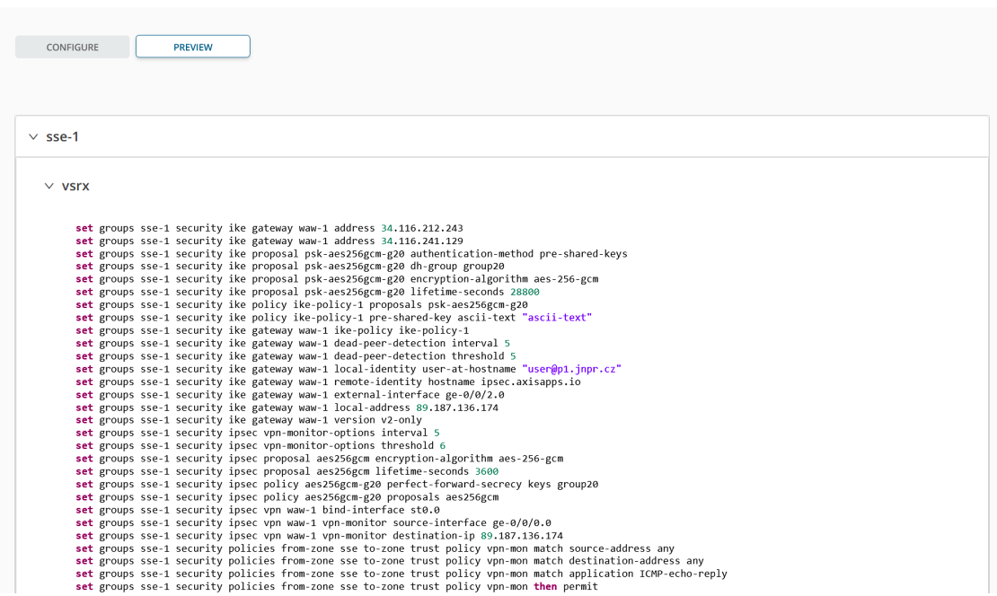 Sample CLI commands preview (incomplete)