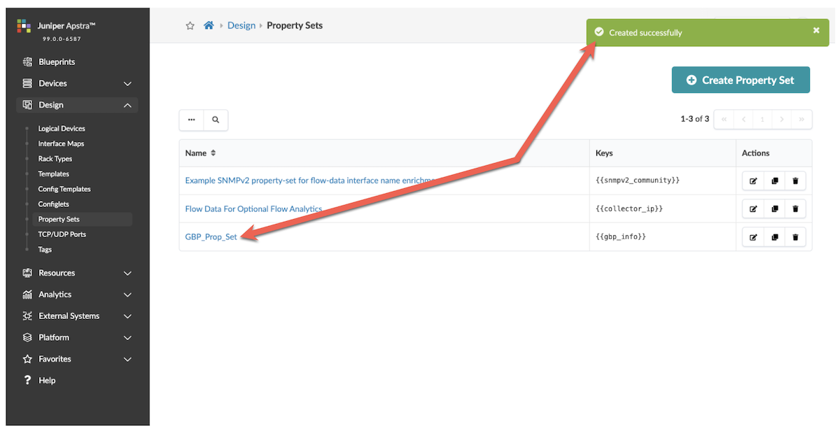 Once created your property set will be available to be used.