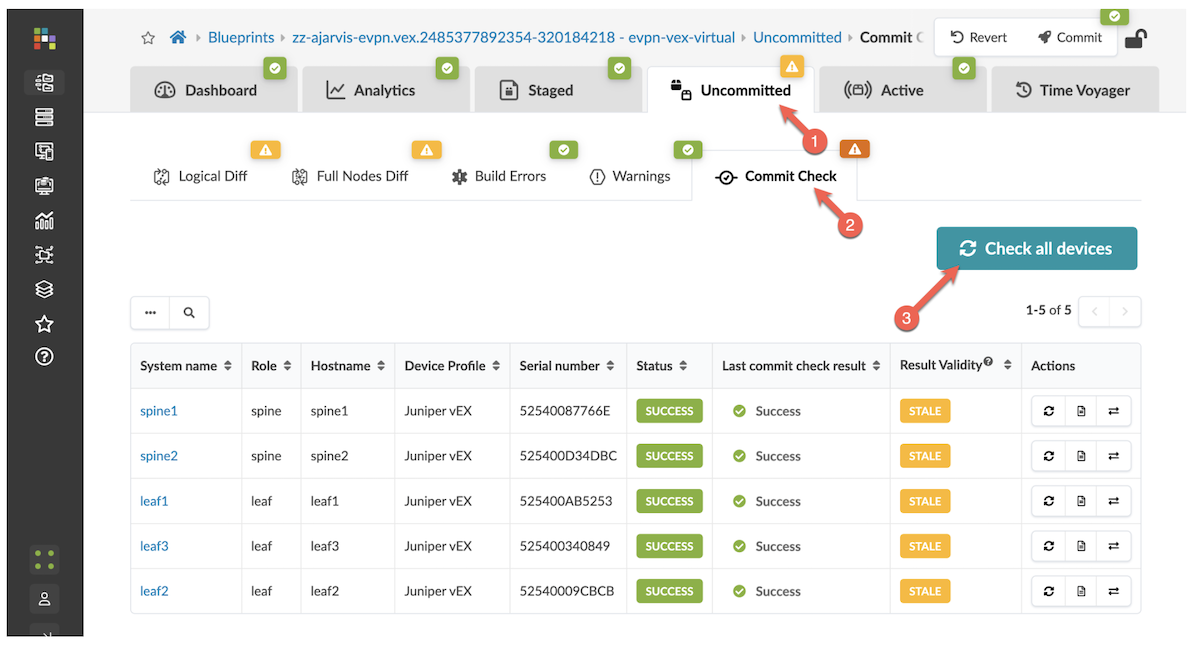 the Apstra commit check feature
