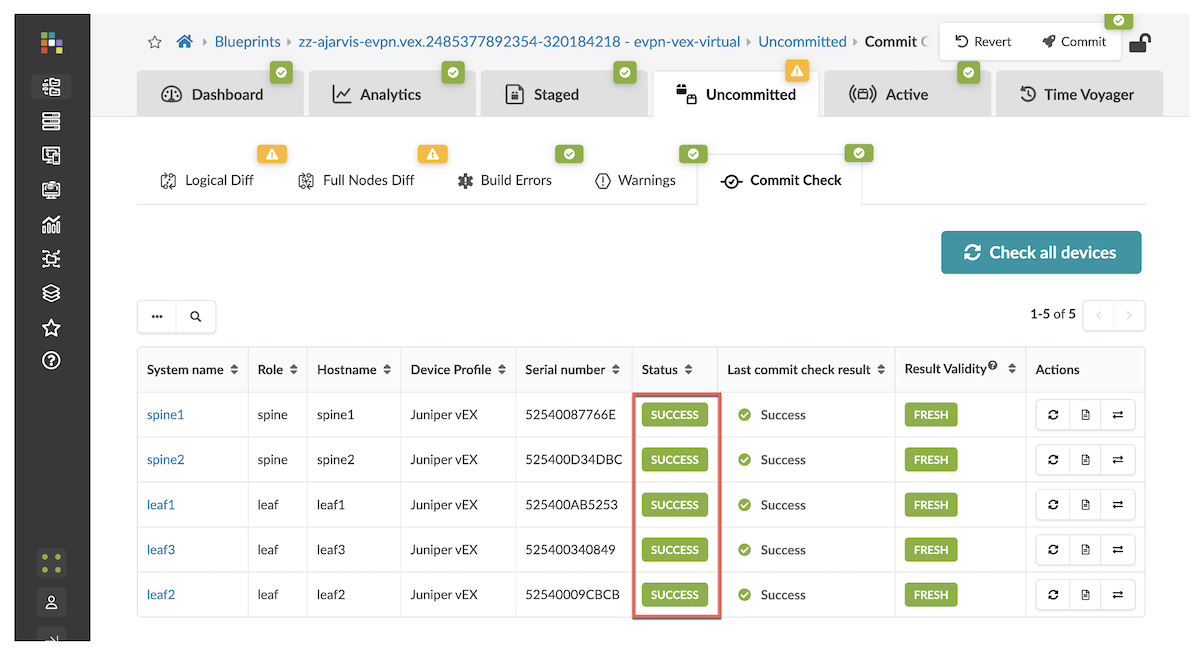 the Apstra commit check feature