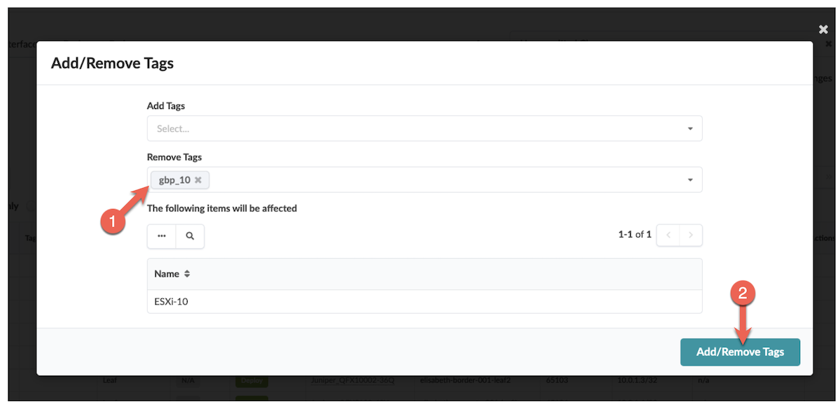 Remove the GBP tag from the interface.