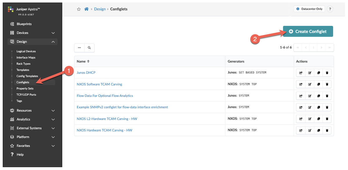 click Create Configlet