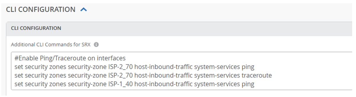 CLI Configuration Window