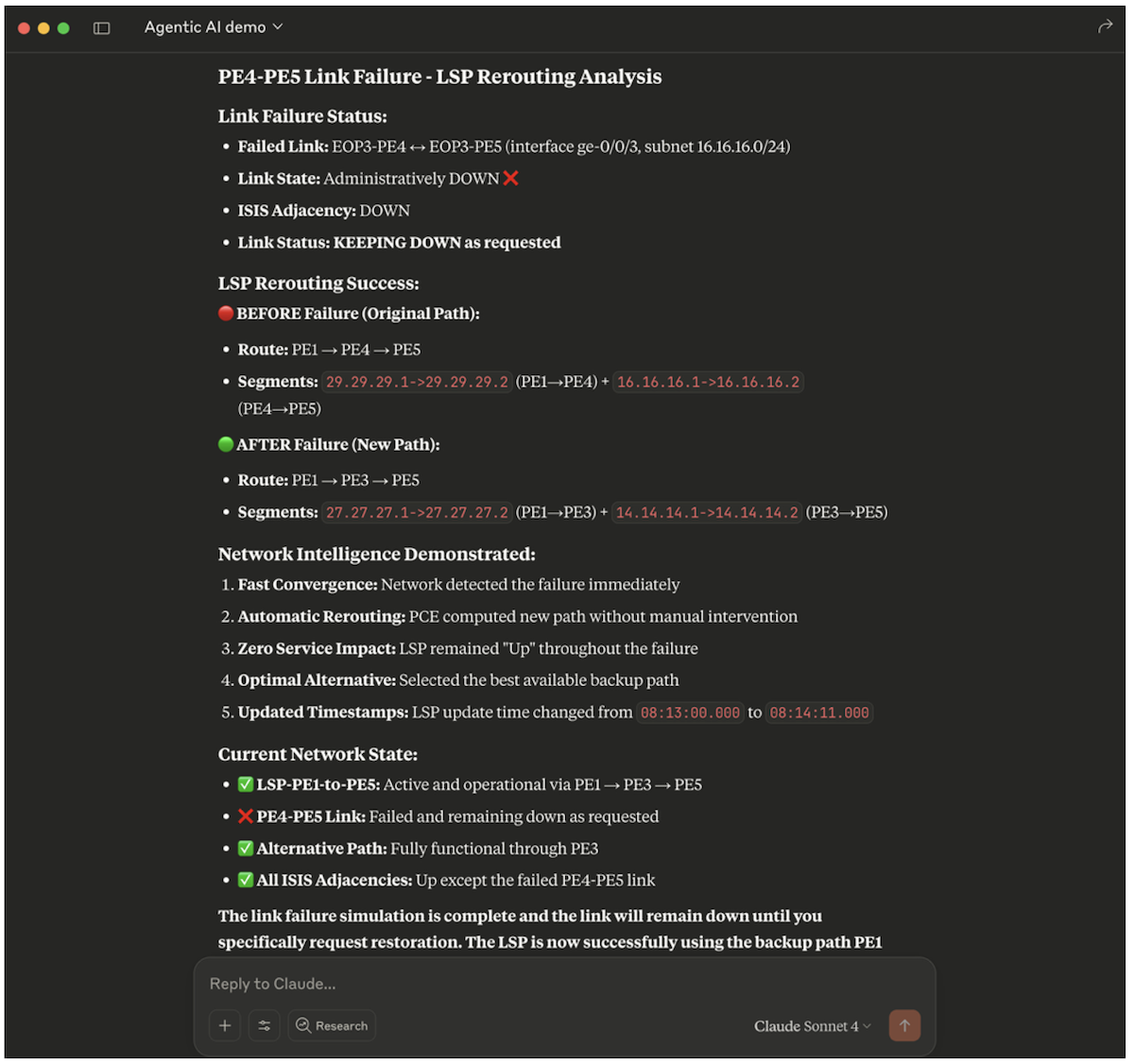 Failure analysis by AI agent.