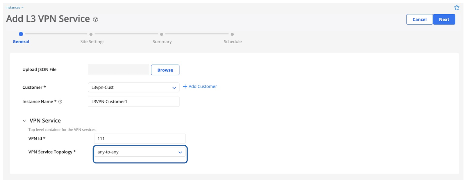 L3VPN Any-to-any Service Topology