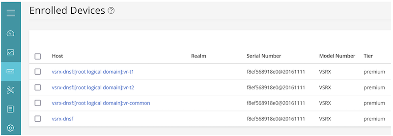 list of enrolled SRX devices