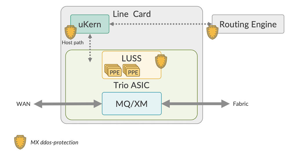 MX ddos-protection at 3 levels