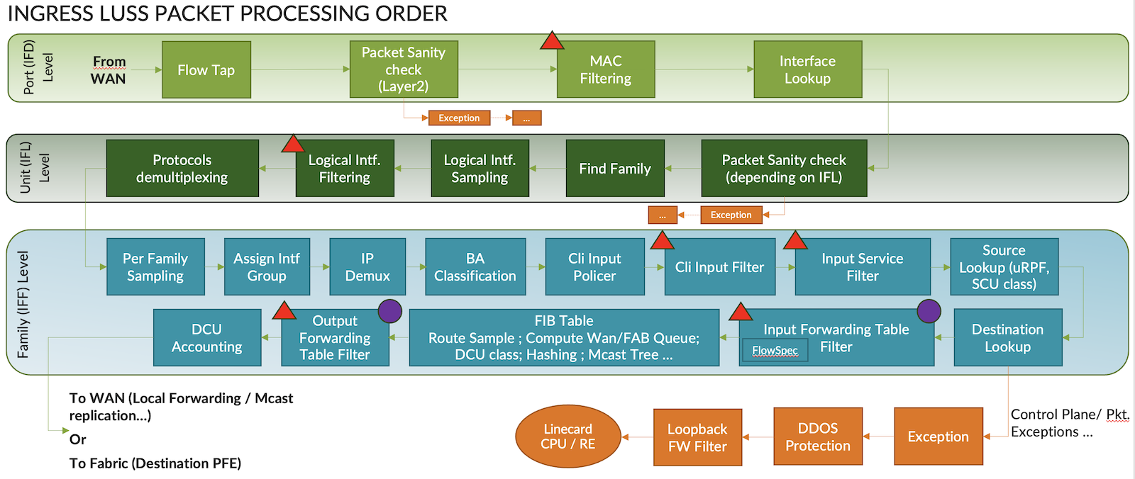 LUSS Packet Processing by Ingress PFE