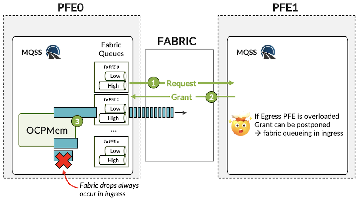 Inter-PFE Packet Flow Through Fabric