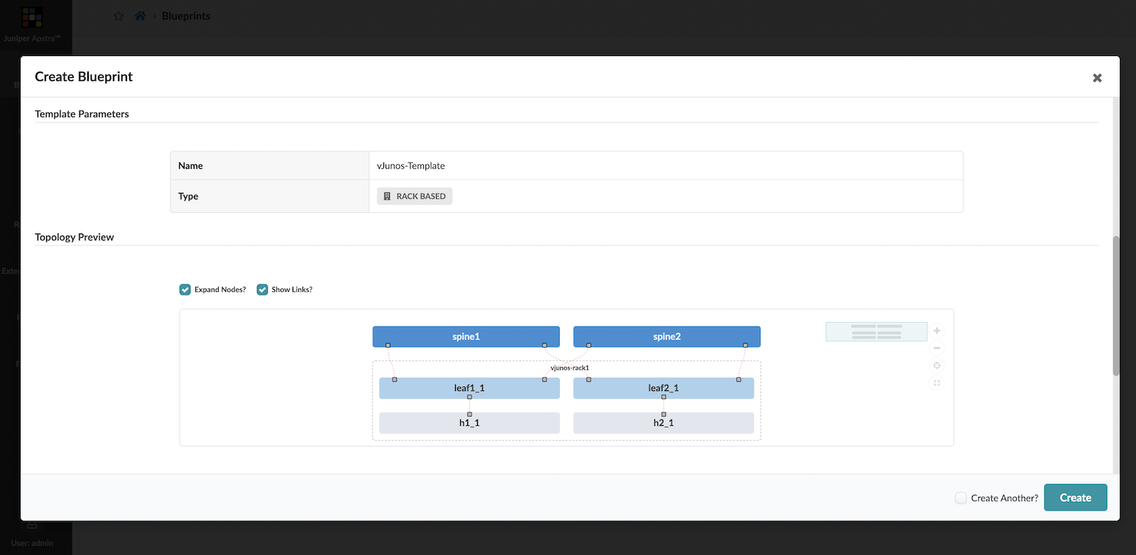 vJunos-switch based Blueprint created in Apstra