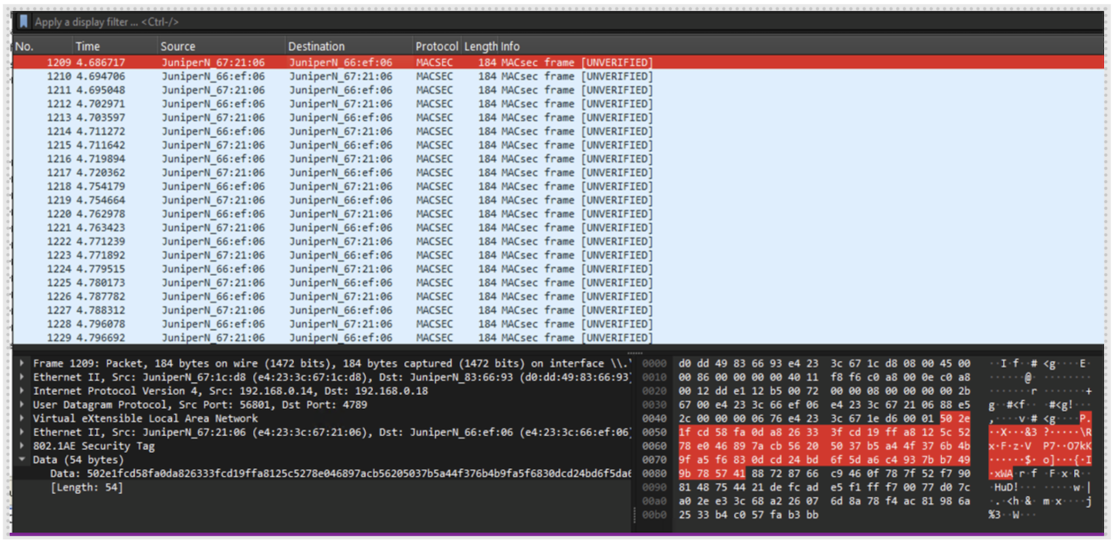 Packet Capture with VXLAN-Sec Enabled