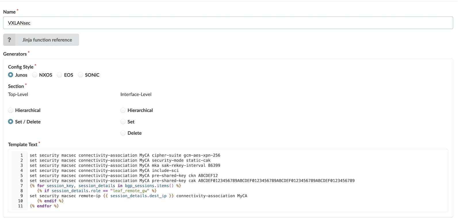 Apstra Configlet for VXLANsec