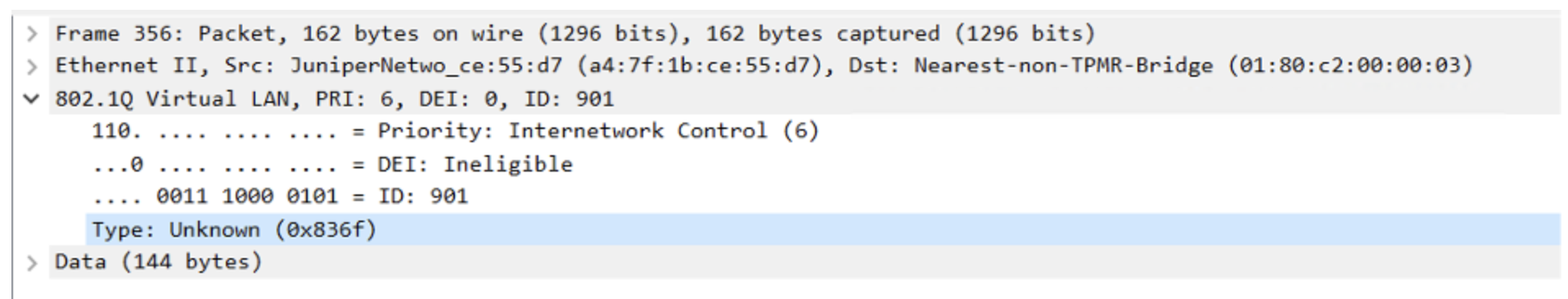 Packet with EAPOL Eth-type