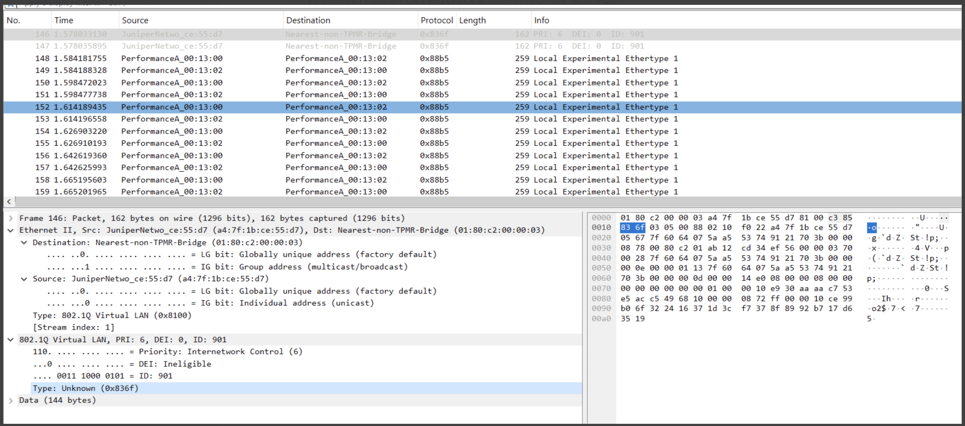 Detailed Packet with EAPOL Eth-type (configured on device)